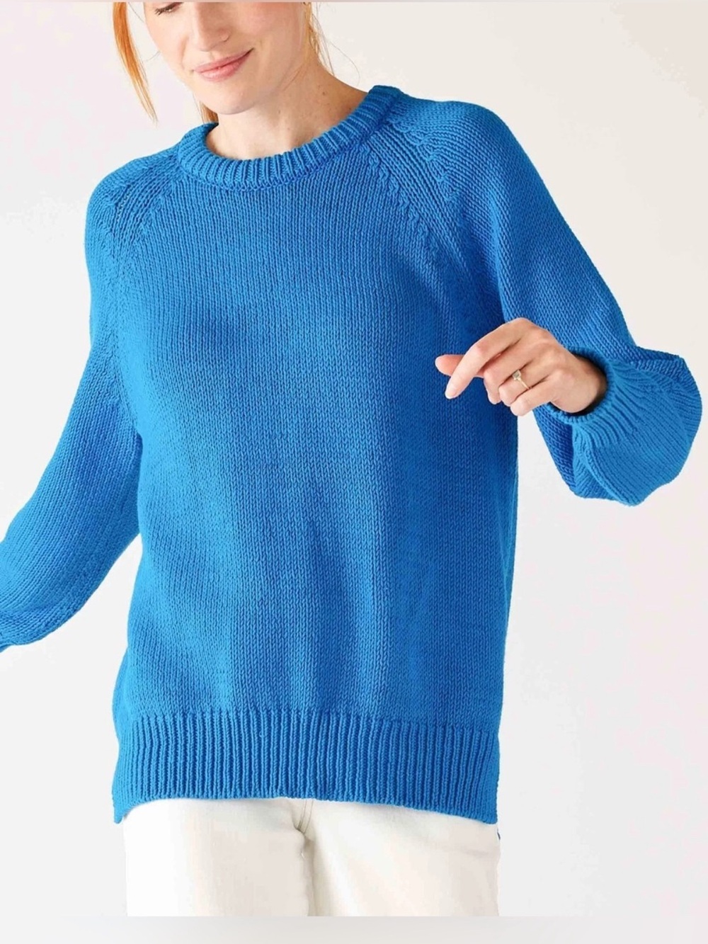 Mersea Voyageur Blue Cotton Knit Long Sleeve Amalfi Sweater Top Sz. L